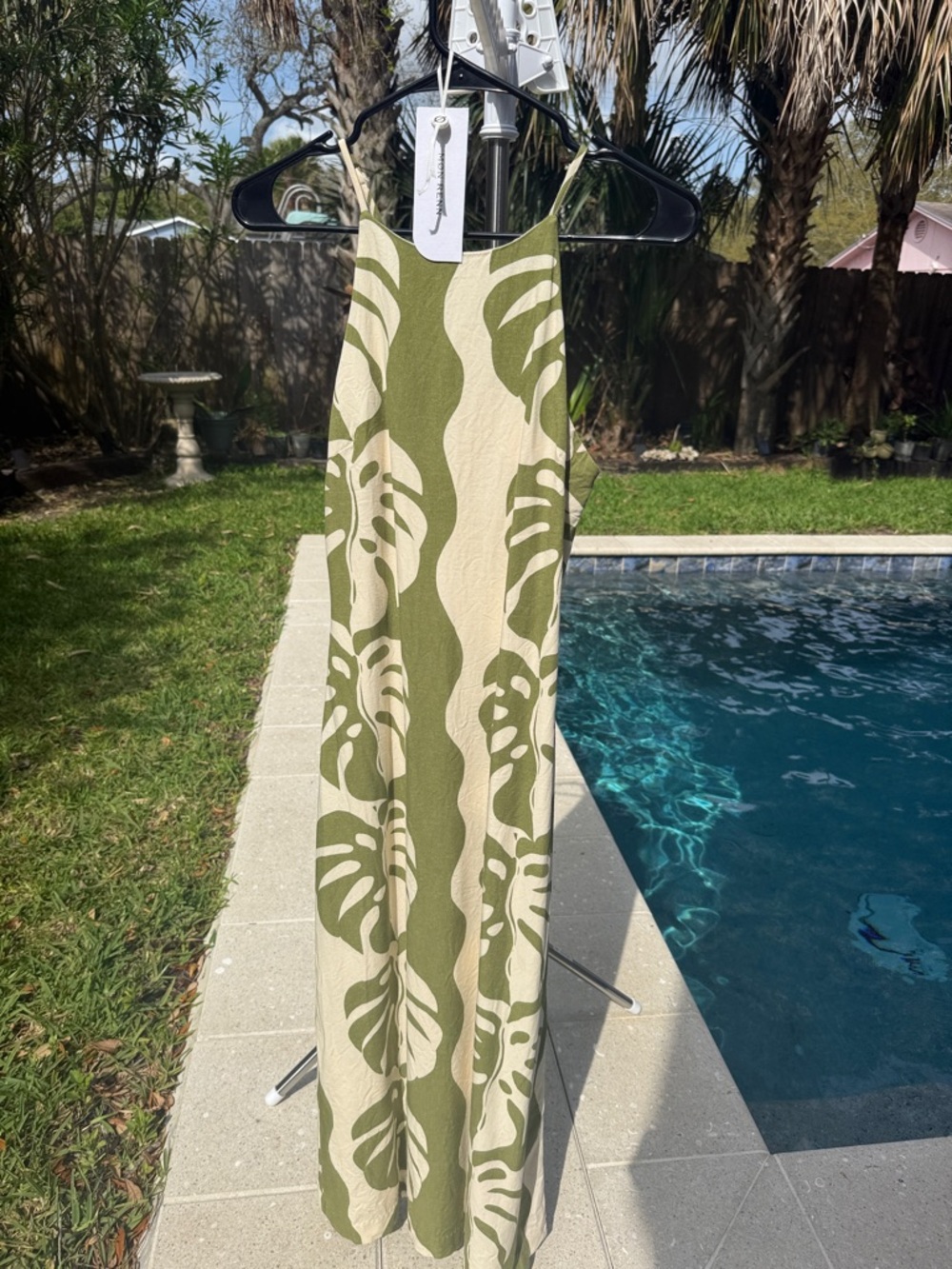 MonRenn Midsummer Palm Apron Dress - Green & White - Picture 7 of 10